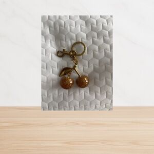 Gold Cherry Keychain